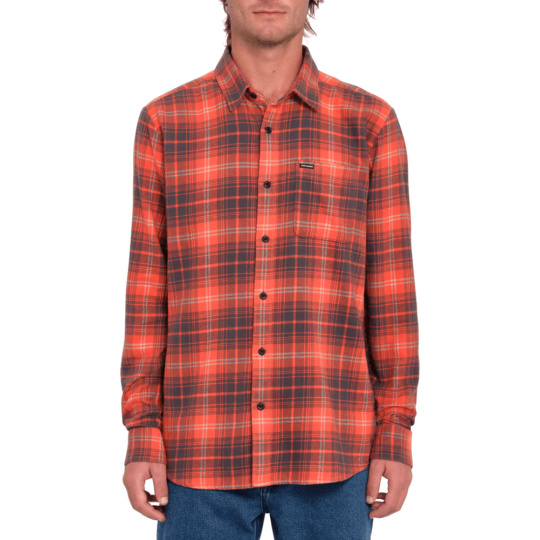 Pánská košile Volcom Caden Plaid s  Bright Red