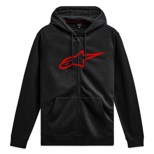 mikina AGELESS ZIP HOODIE 3, ALPINESTARS (černá/červená)