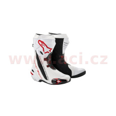 boty SUPERTECH R, ALPINESTARS (bílé/červené, perforovaná kůže)