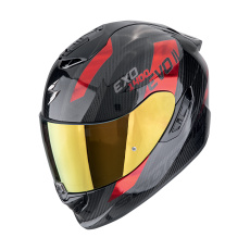 Moto přilba SCORPION EXO-1400 EVO II CARBON AIR PLATTED černo/červená